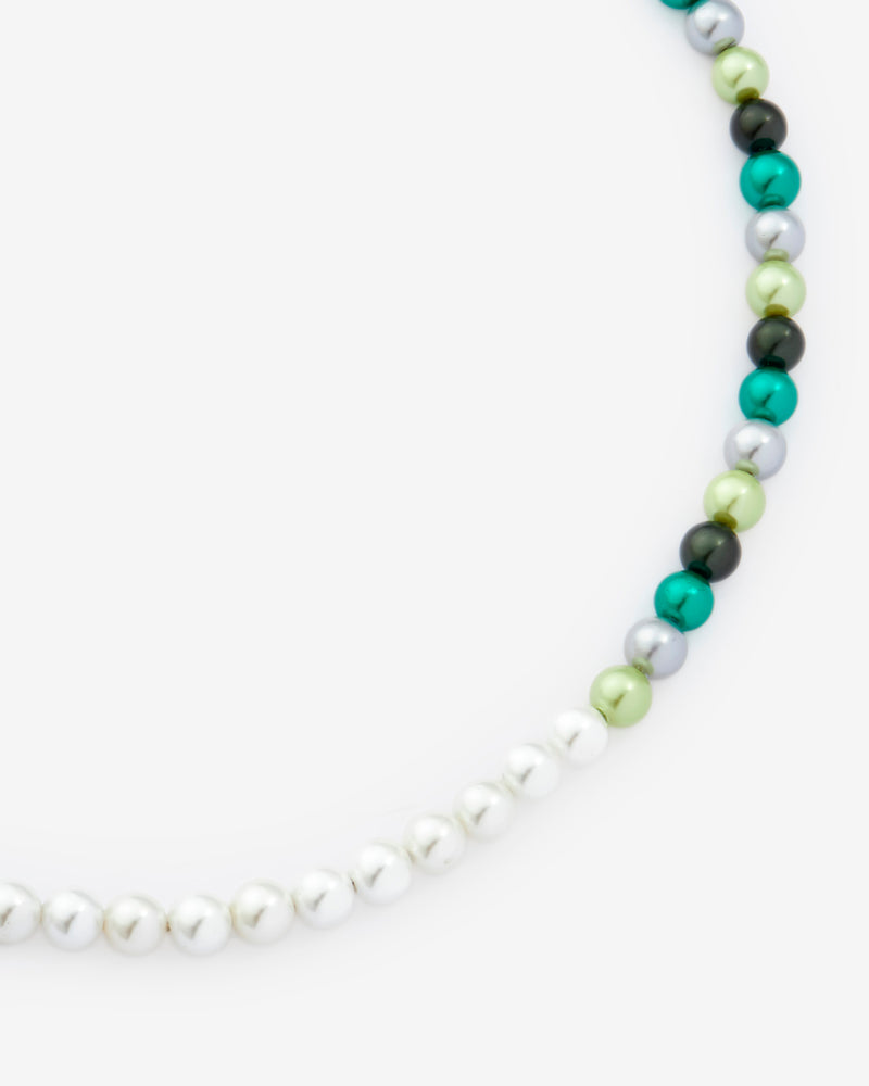 6mm Pearl Necklace - Half Green Multi