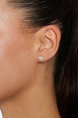 6mm Round Cut Stud Earrings - Light Pink