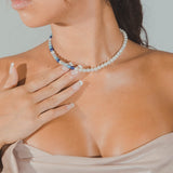 6mm Pearl Necklace - Half Blue Multi