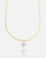 6mm Pearl + Cross Pendant Necklace