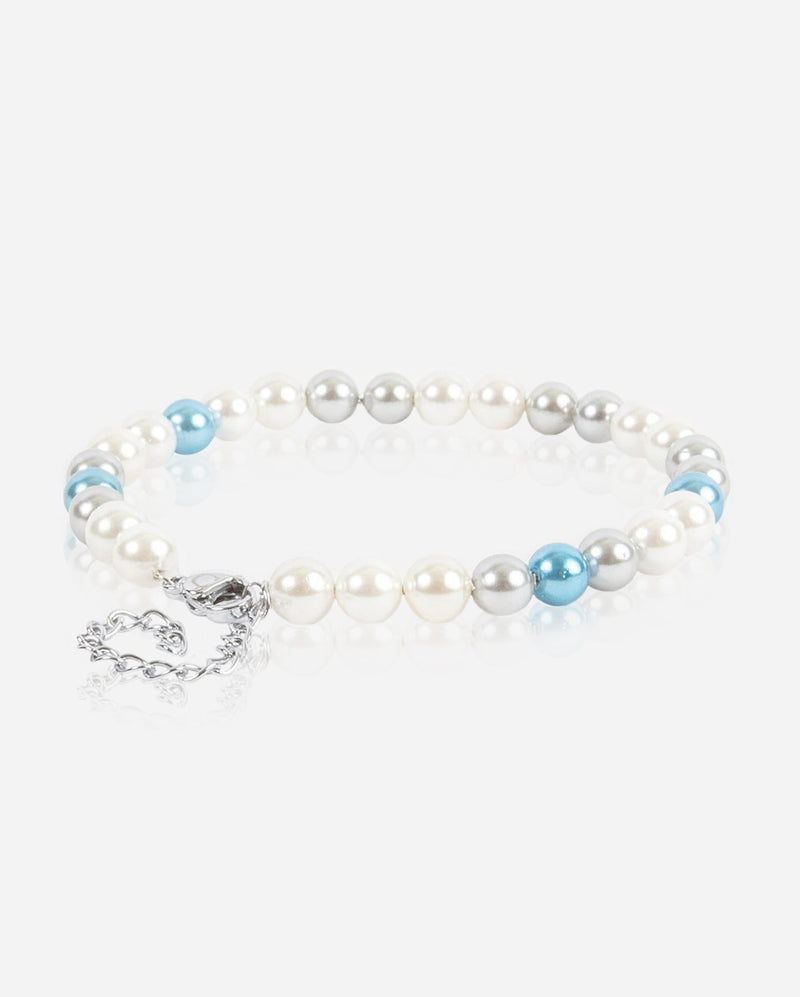 6mm Pearl Bracelet - Blue/Grey/White