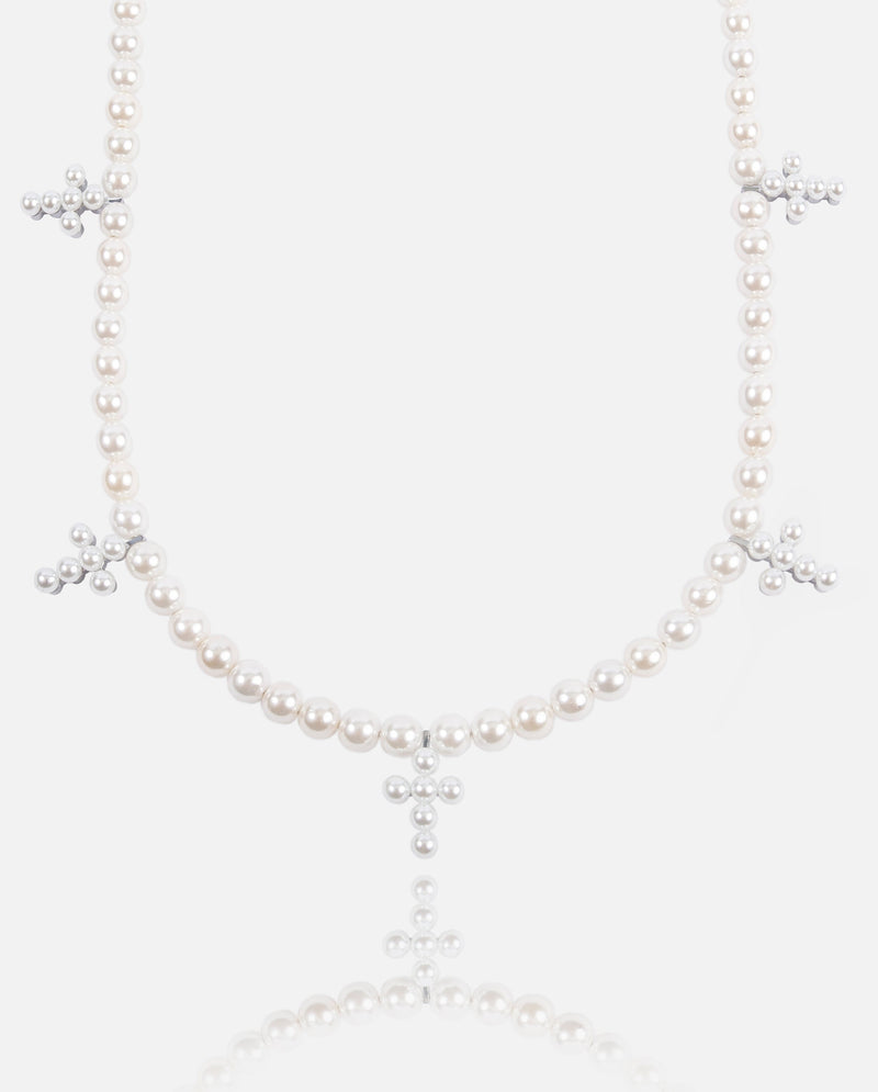 6mm Pearl Cross Necklace