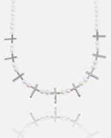 6mm Pearl Multi Cross Necklace