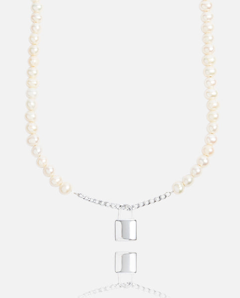 6mm Pearl + Padlock Necklace – Zotic