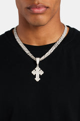 70mm Iced CZ Vintage Cross Baguette Pendant