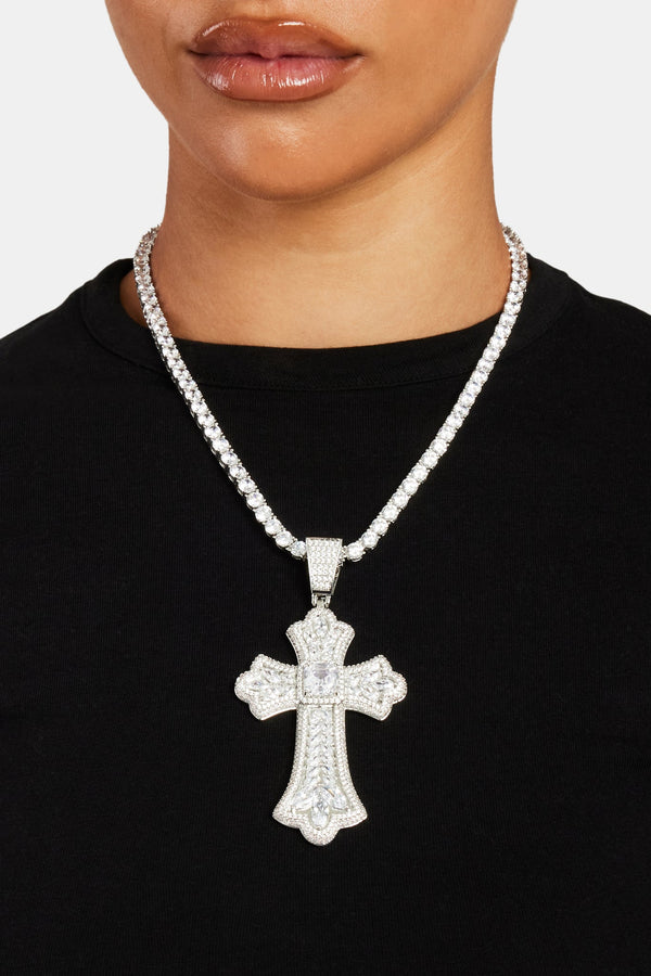 75mm Iced Pear CZ Large Cross