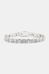 7mm Iced CZ Round & Rectangle Mix Tennis Bracelet