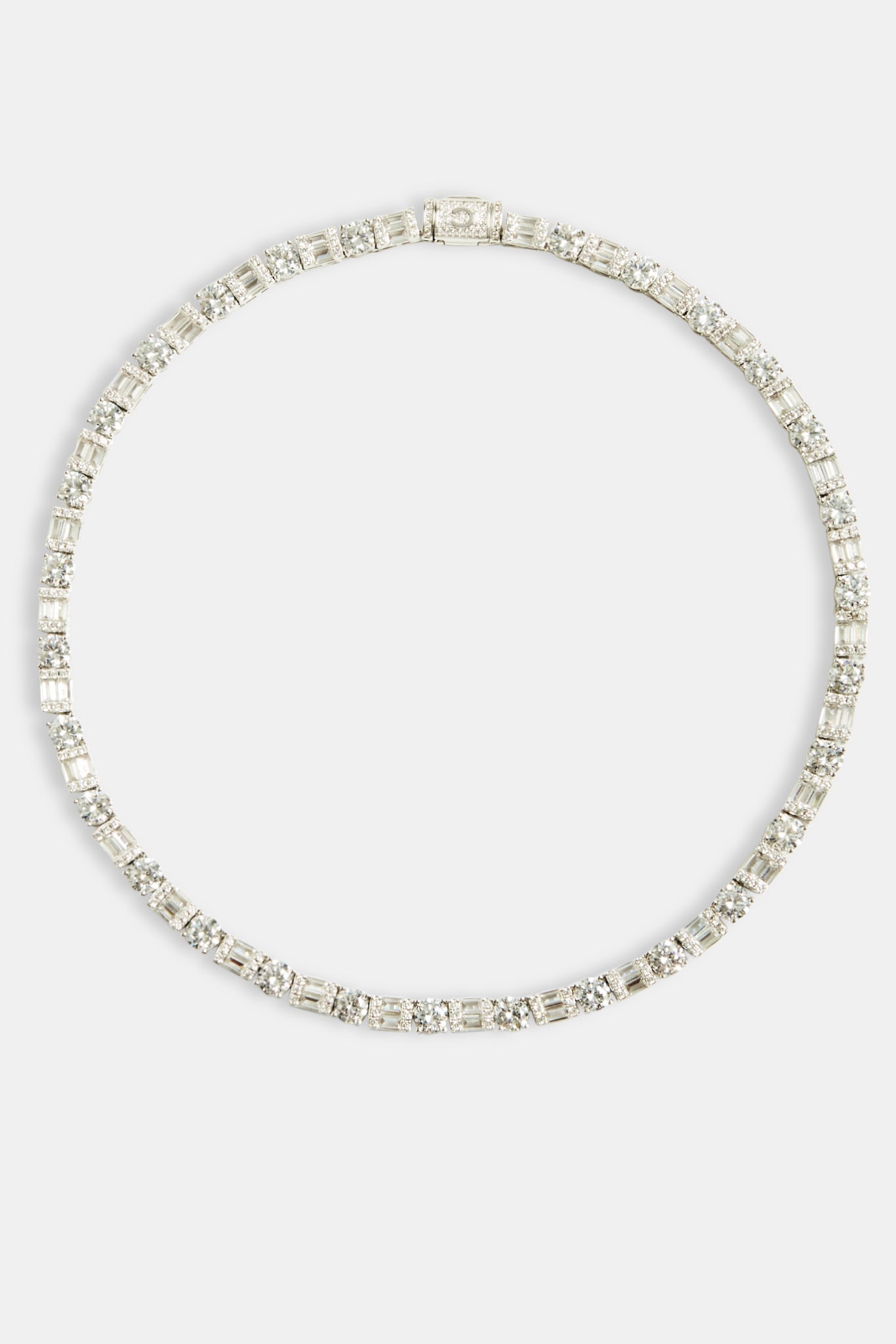 7mm Iced CZ Round & Rectangle Mix Tennis Chain