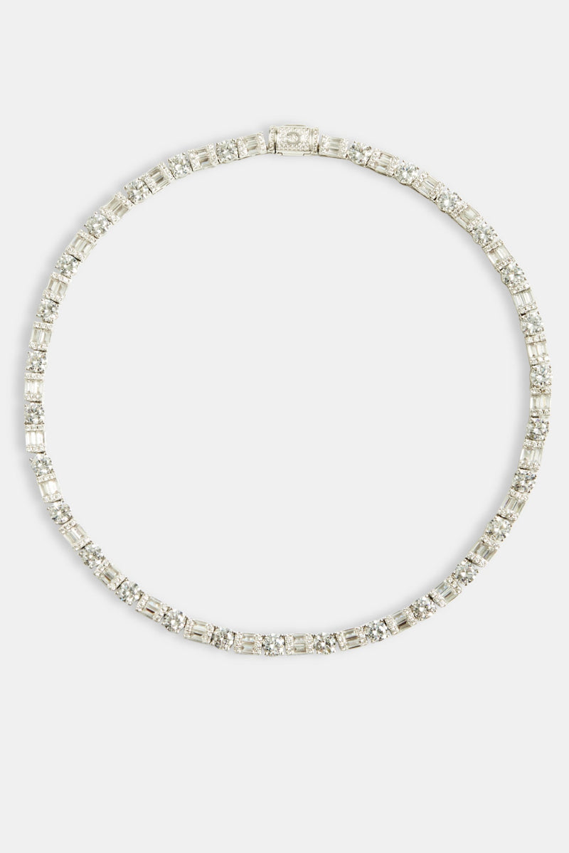 7mm Iced CZ Round & Rectangle Mix Tennis Chain