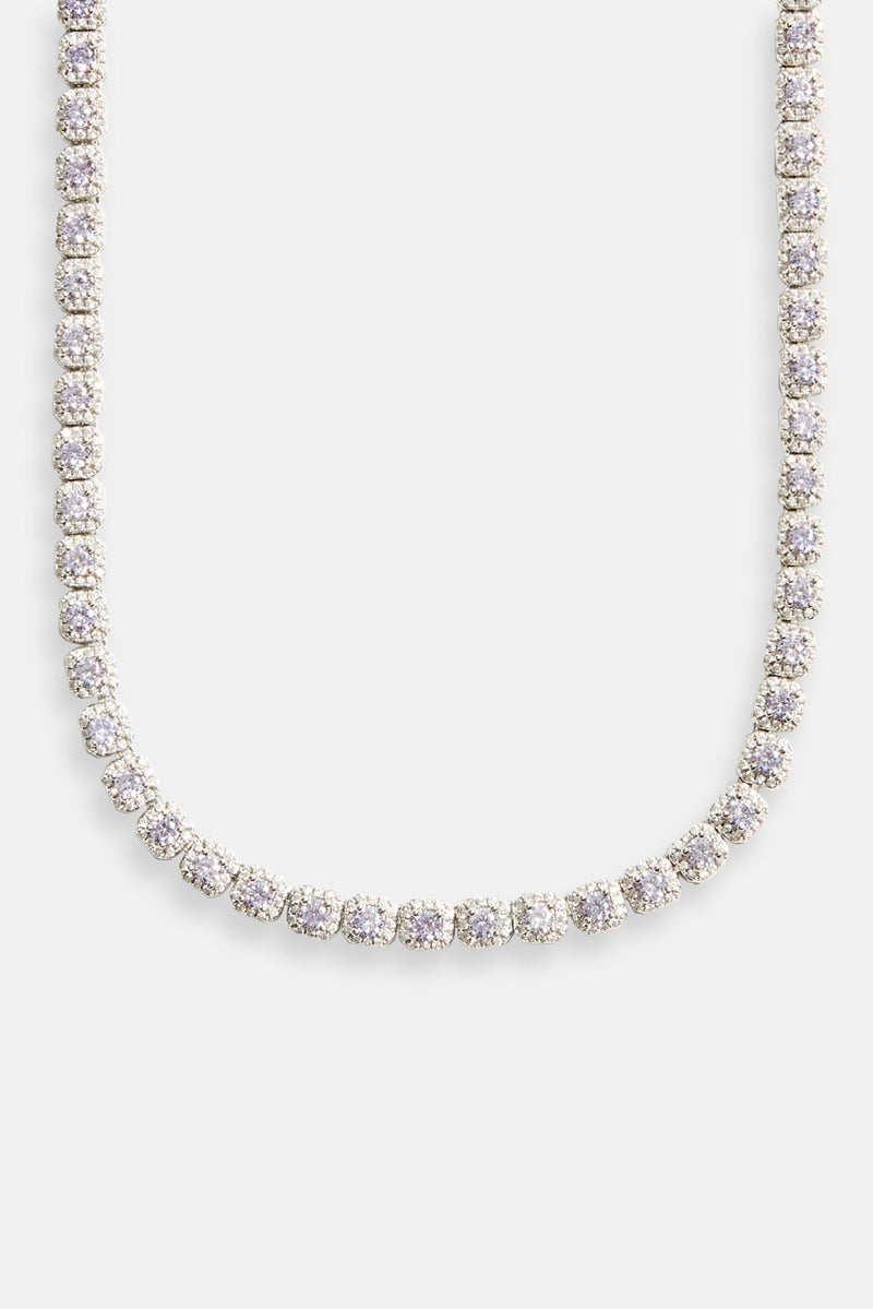 7mm Iced Lilac CZ Cluster Choker - White Gold