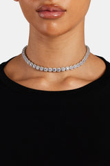 7mm Iced Lilac CZ Cluster Choker - White Gold