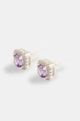 7mm Iced Lilac CZ Cluster Stud Earrings