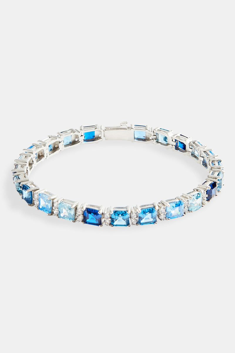 7mm Iced Blue CZ Square Tennis Bracelet