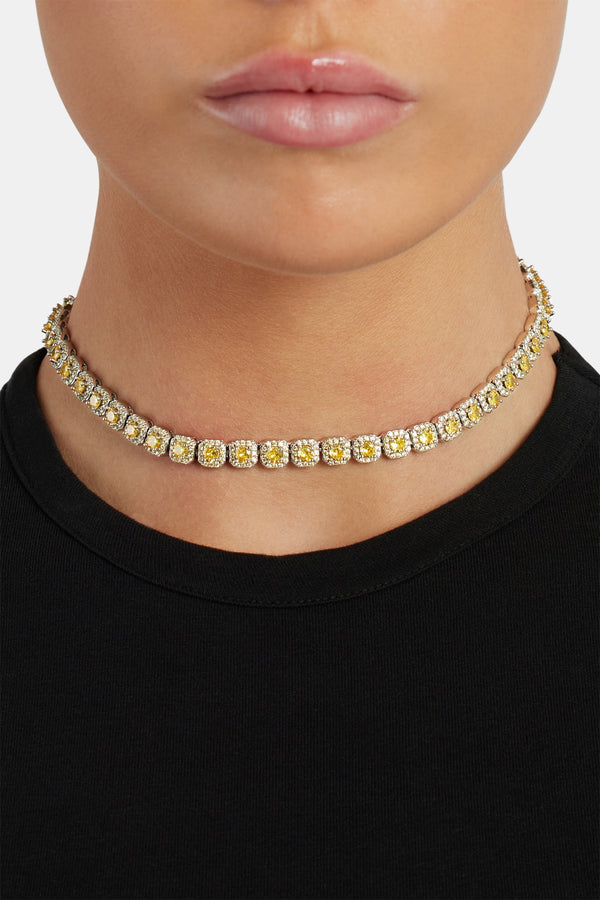 7mm Yellow Iced Clustered Tennis Chain Choker