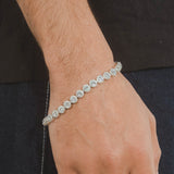 7mm Flower Tennis Bracelet - White Gold - Cernucci