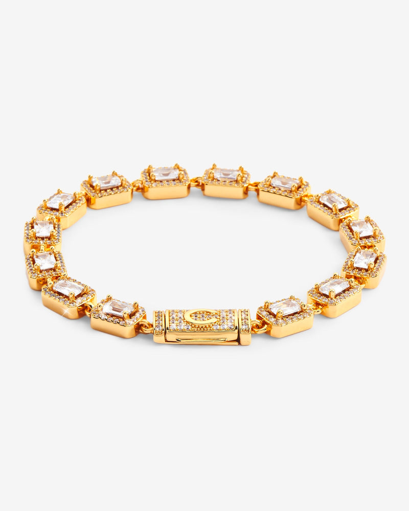 8mm Centre Baguette Bracelet - Gold