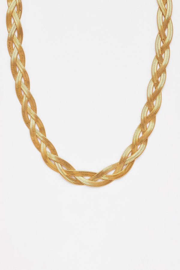 8mm Flat Plait Snake Chain - Gold