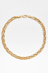 8mm Flat Plait Snake Chain - Gold