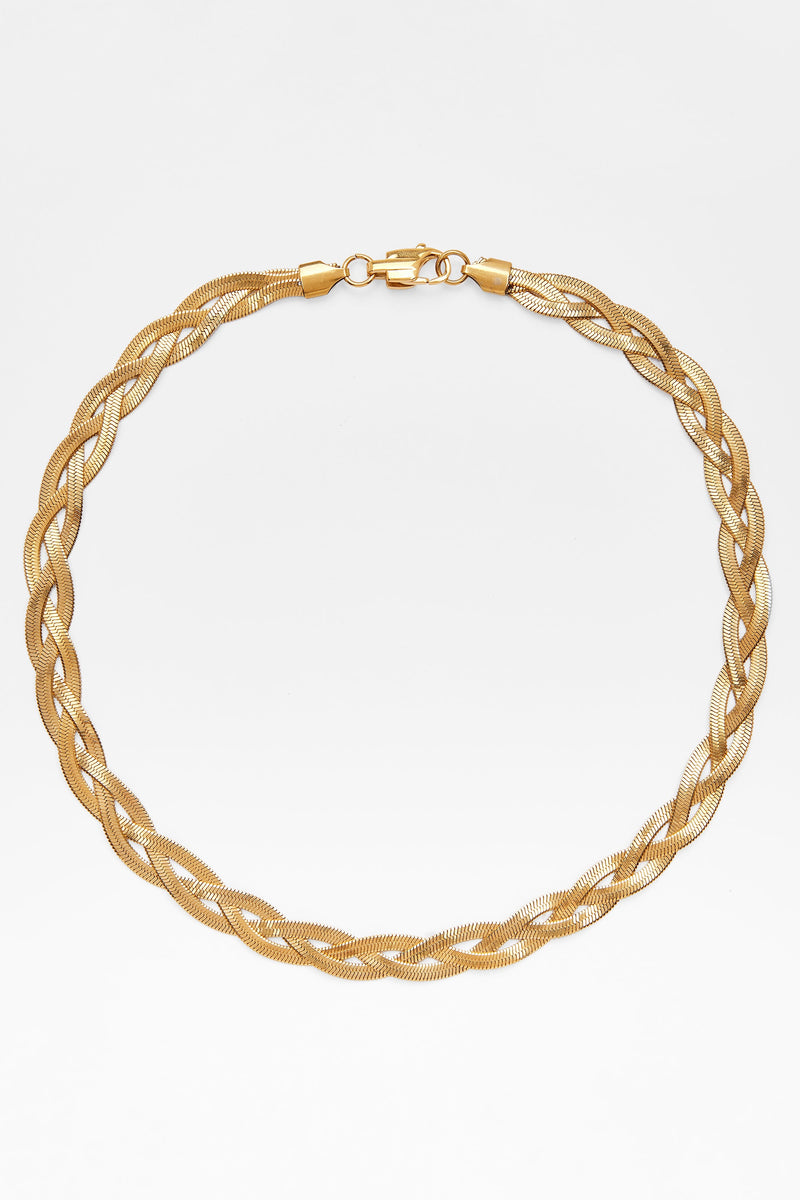 8mm Flat Plait Snake Chain - Gold