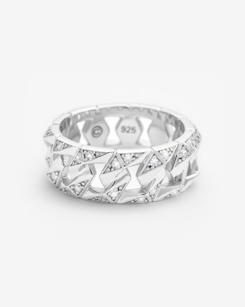 8mm Iced Cuban Ring - White Gold