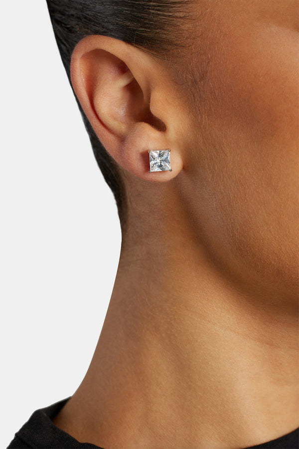 Womens 8mm Iced Cz Stud Earrings