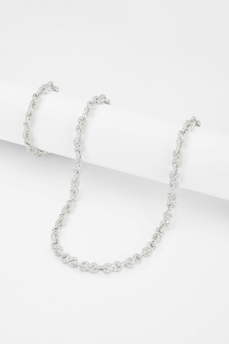 8mm Iced Infinity Chain + Bracelet Bundle - White Gold