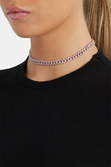 8mm Pink Iced Out Cuban Chain Choker