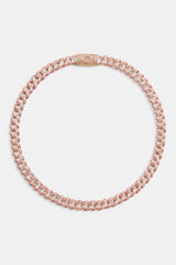 8mm Pink Iced Out Cuban Chain Choker