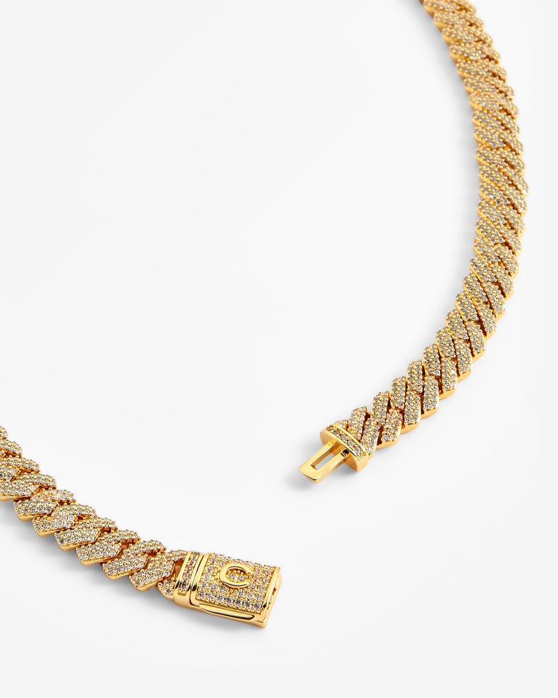 8mm Prong Cuban Chain - Gold