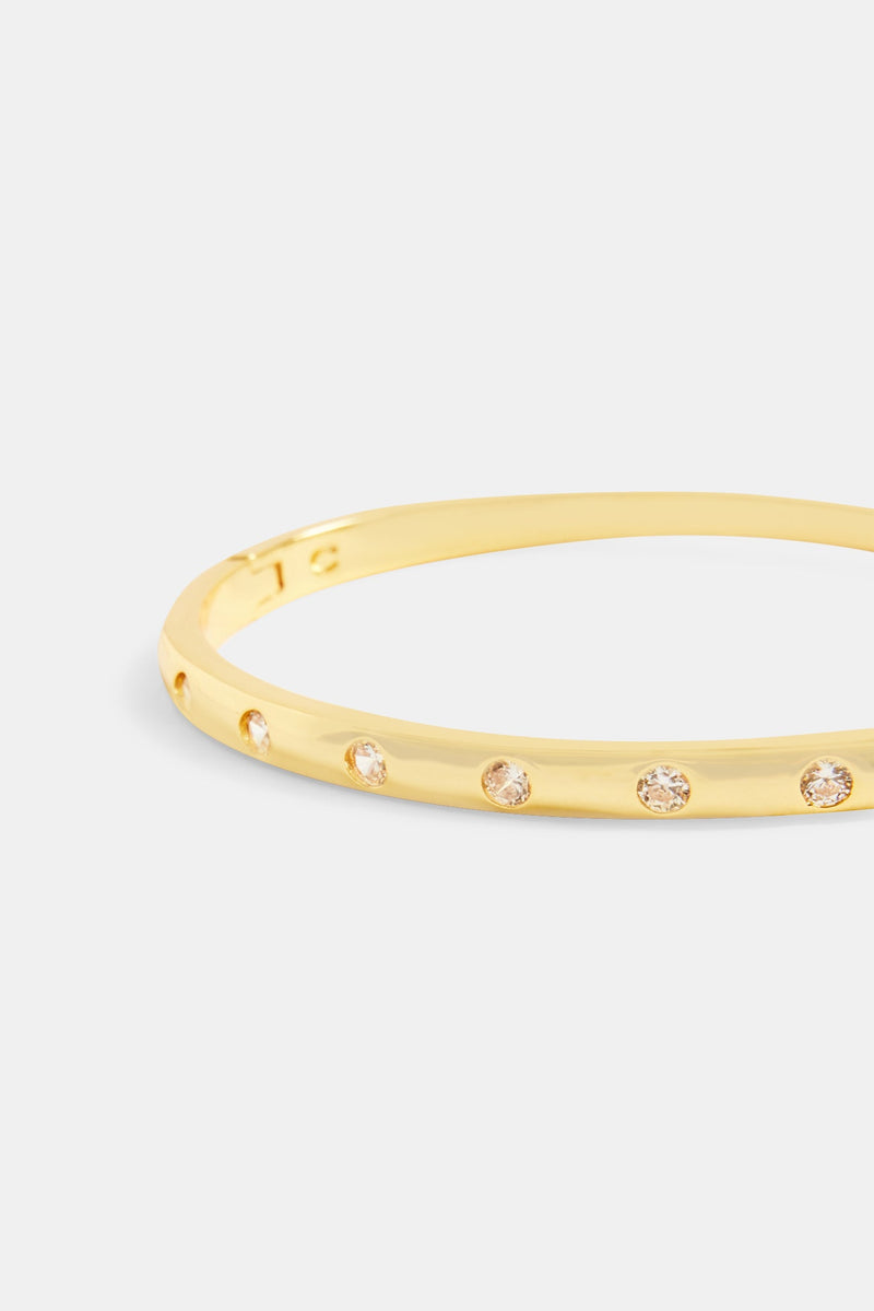 5mm Gold Plated Polished & Round CZ Bangle