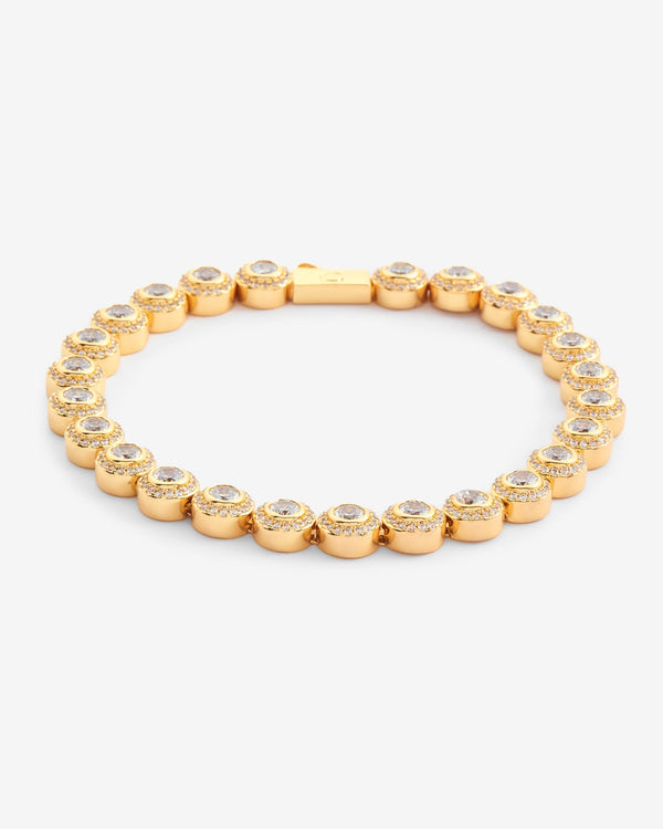 8mm Round Clustered Tennis Bracelet - Gold