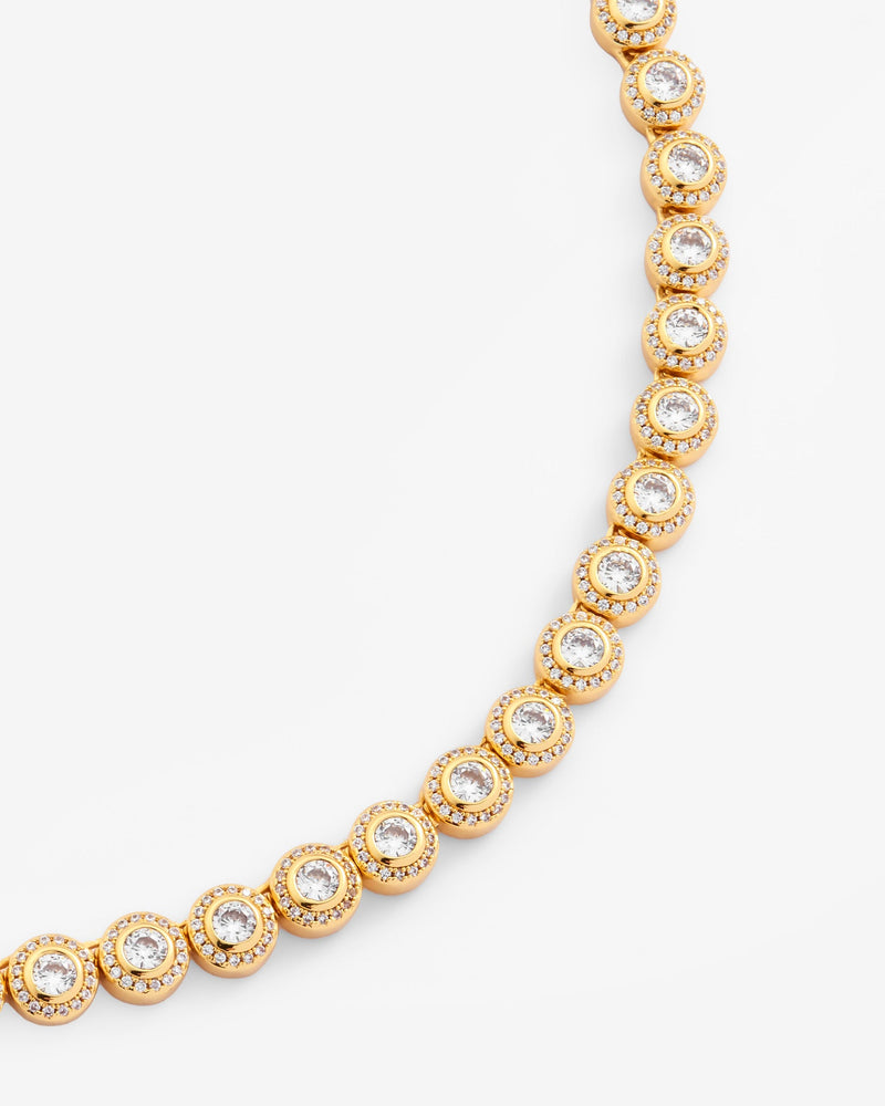 8mm Round Clustered Tennis Chain - Gold