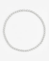 8mm Round Clustered Tennis Chain - White Gold