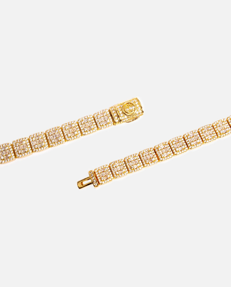 8mm Clustered Baguette Tennis Chain - Gold - Cernucci