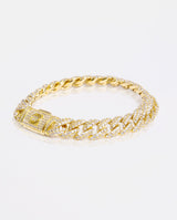 8mm Iced Cuban Link Bracelet - Gold