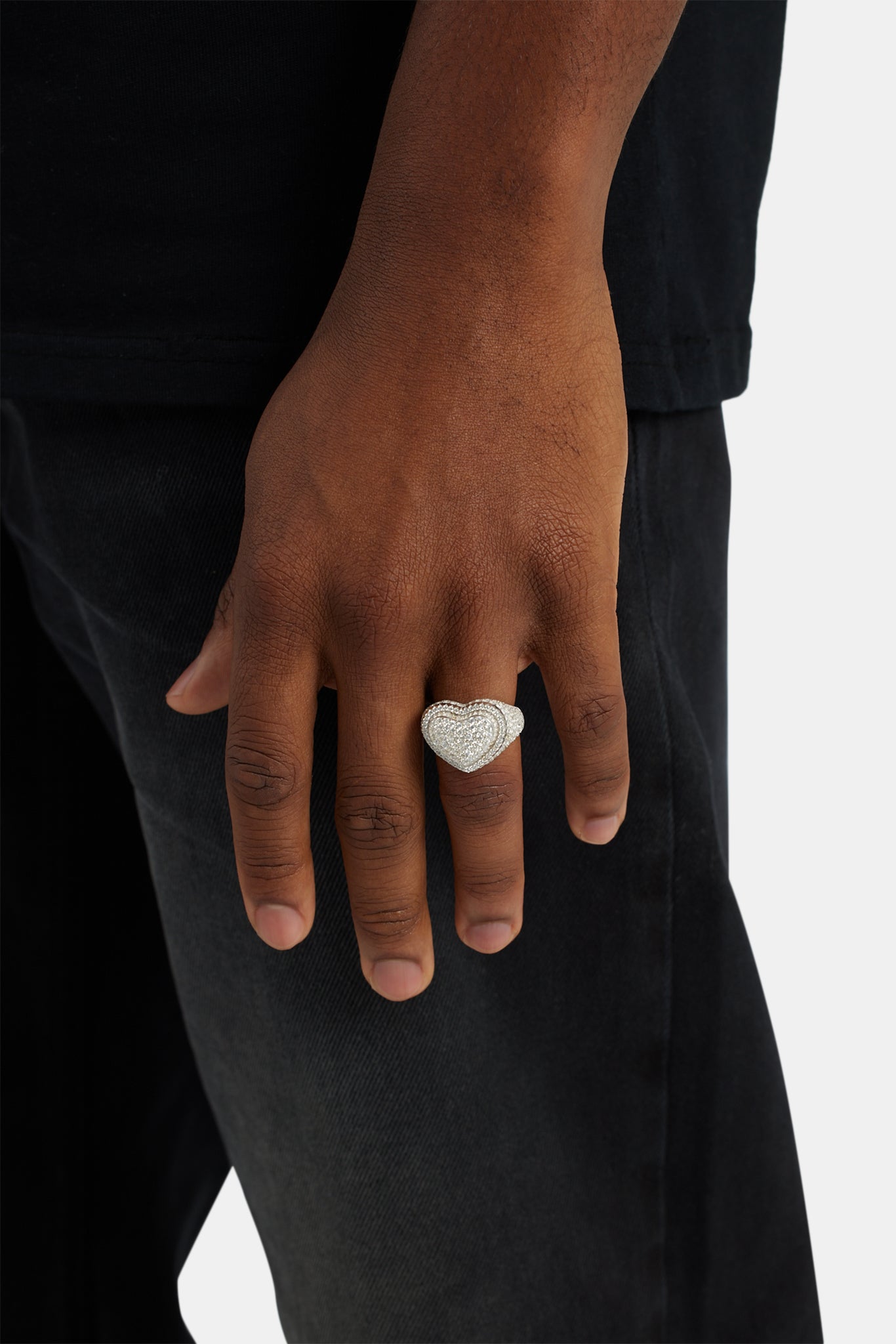 925 17mm Iced CZ Heart Signet Ring | Mens Rings | Shop Signet Rings at ...