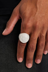 925 25mm CZ Pave Oval Signet Ring