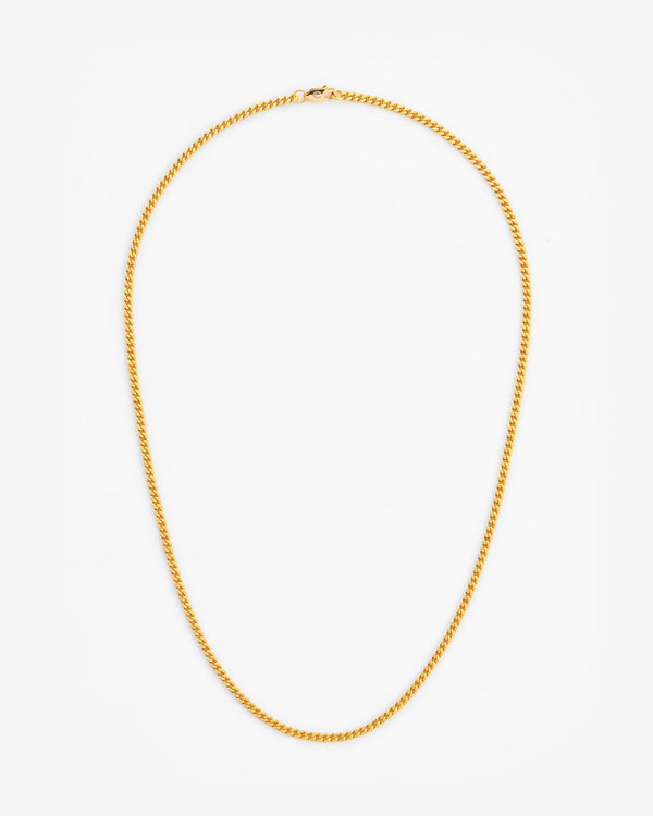 925 3mm Cuban Chain - Gold