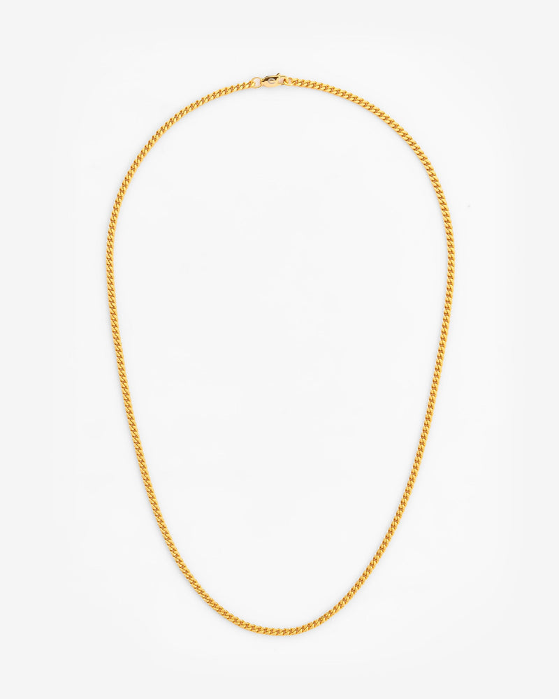 925 3mm Cuban Chain - Gold