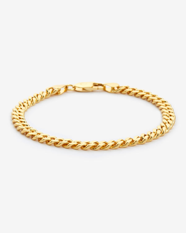 925 5mm Cuban Bracelet - Gold