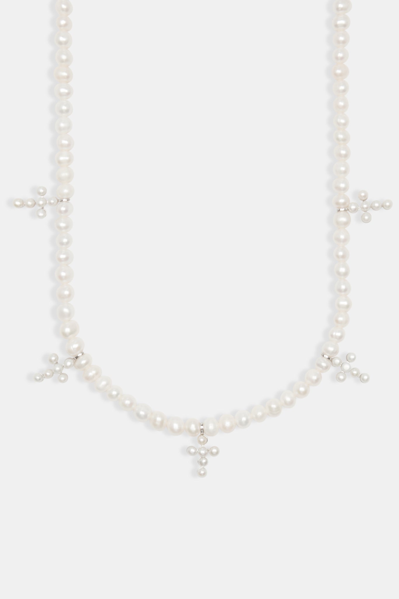 925 6mm Freshwater Pearl Cross Necklace