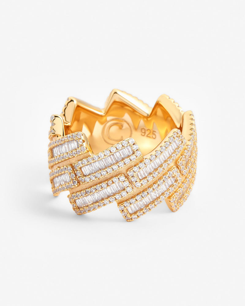 Baguette Prong Cuban Ring - Gold