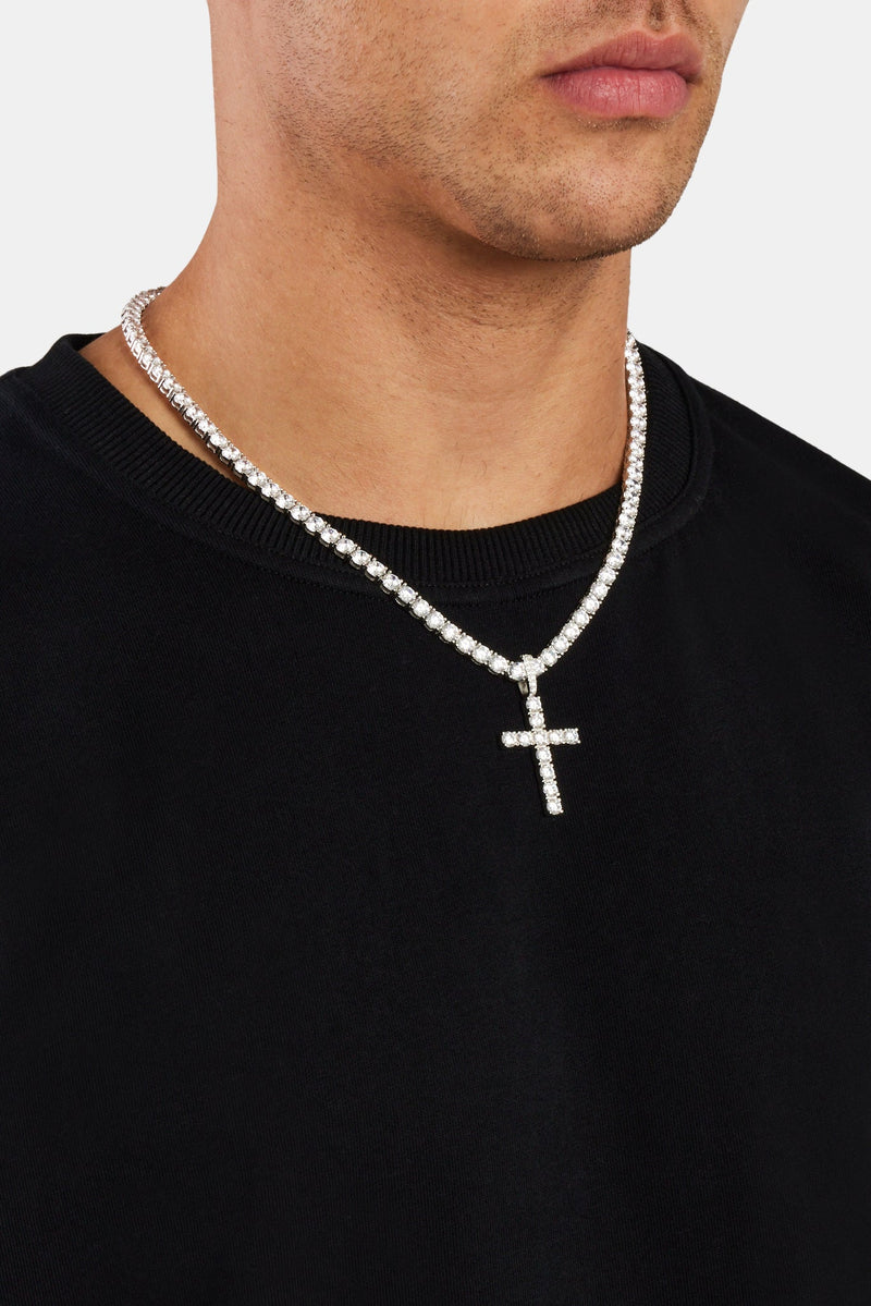 925 Cross Pendant - White