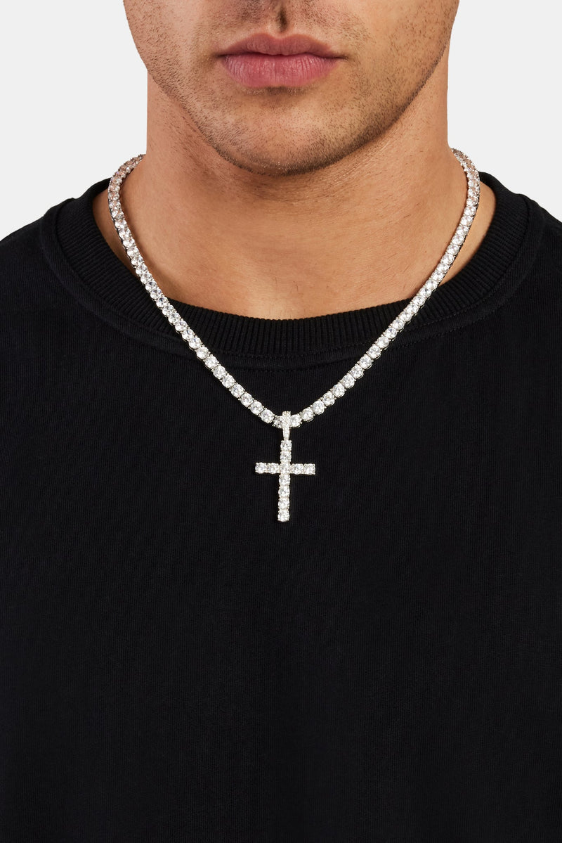 925 Cross Pendant - White