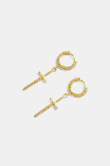 925 Iced Dagger Earrings - Gold