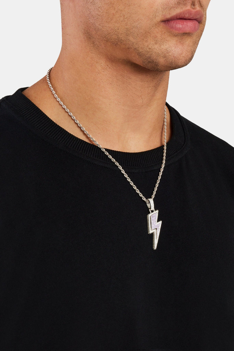 925 Lightning Bolt Pendant - White