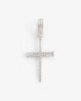 Diamond Nail Cross Pendant - White Gold
