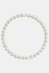 9mm Iced CZ Clear Flower Tennis Necklace
