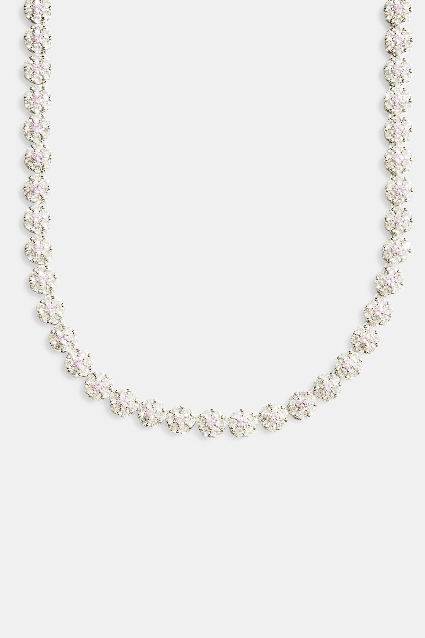9mm Iced CZ Clear Flower Tennis Necklace