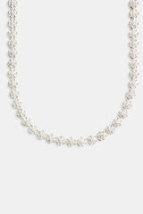 9mm Iced CZ Clear Flower Tennis Necklace